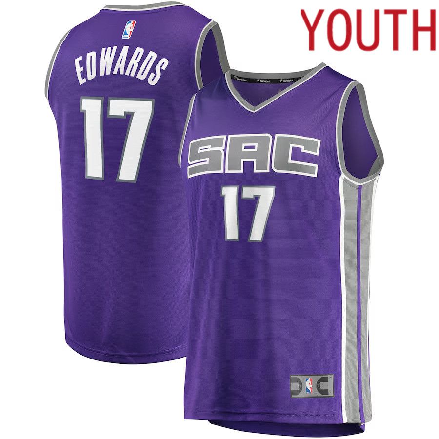 Youth Sacramento Kings #17 Kessler Edwards Fanatics Branded Purple Fast Break Player NBA Jersey